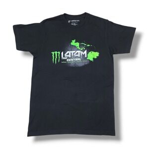 MONSTER Energy LATAM CENTRAL Double Sided Logo Black T-Shirt Men M